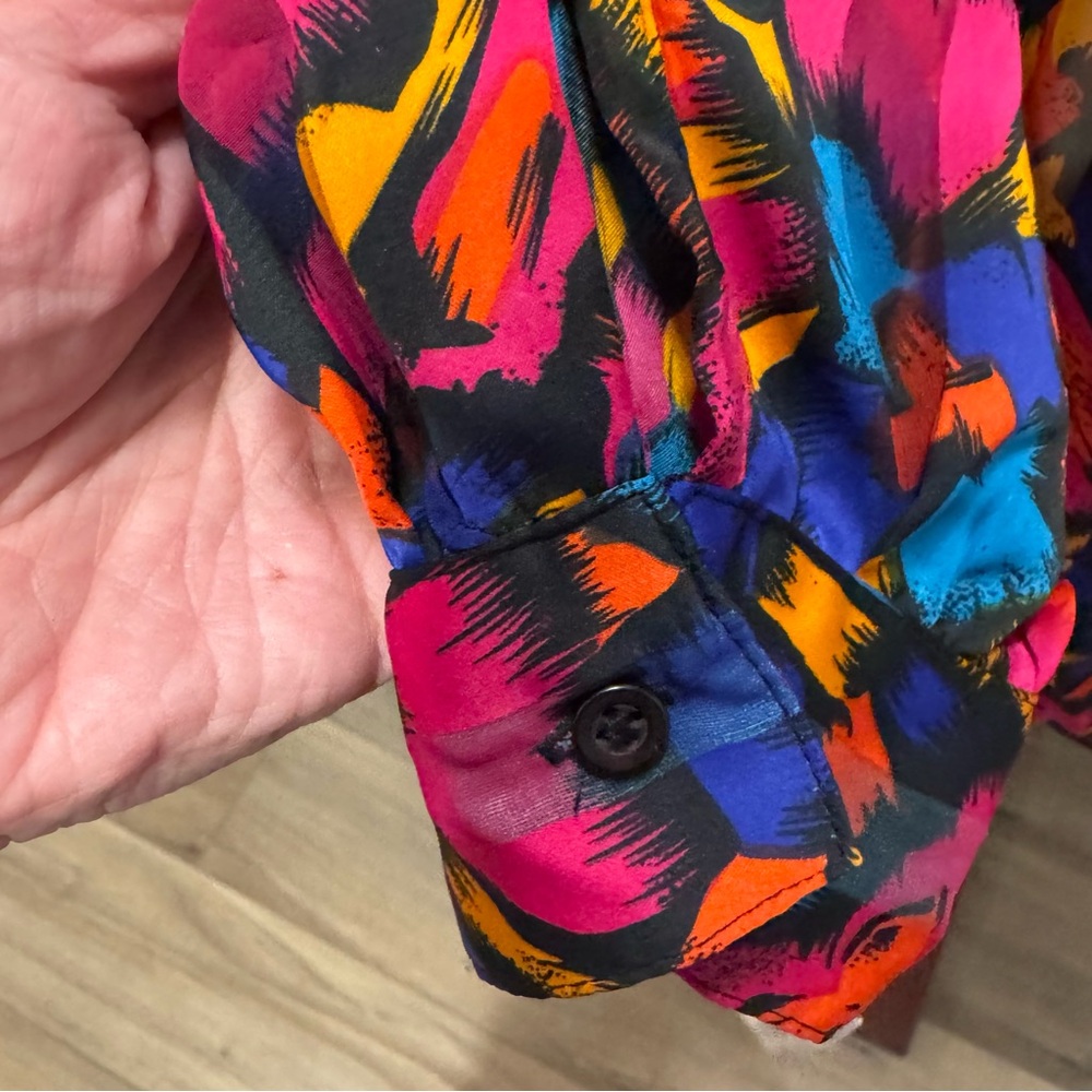 Vintage NICOLA Abstract Print High-Neck Blouse | Size 10 | NWT | Made in Korea - Picture 10 of 15